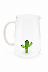 Pichet cactus Vert et anse blanche