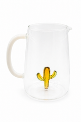 Pichet cactus Vert / Amber et anse blanche
