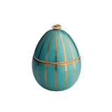 Bougie Ladenac Oeuf Turquoise à rayures dorées
