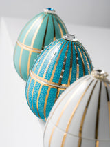 Bougie Ladenac Oeuf Turquoise à rayures dorées