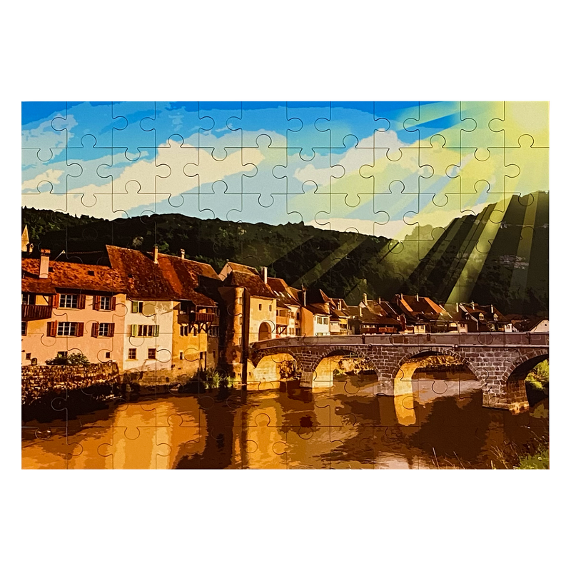 VILLAGE DE ST-URSANNE / JURA - PUZZLE EN BOIS