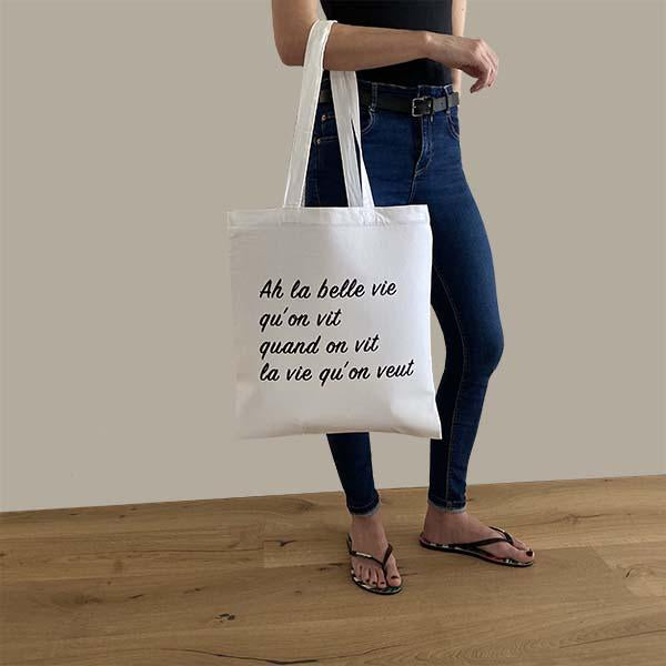 LA BELLE VIE - TOTE BAG BLANC - SÉRIGRAPHIE - 100% COTON