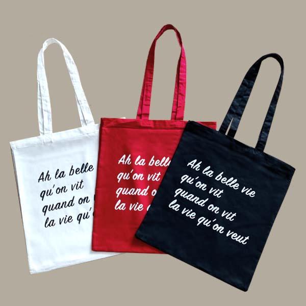 LA BELLE VIE - PACK TOTE BAG 3 COULEURS - SÉRIGRAPHIE - 100% COTON